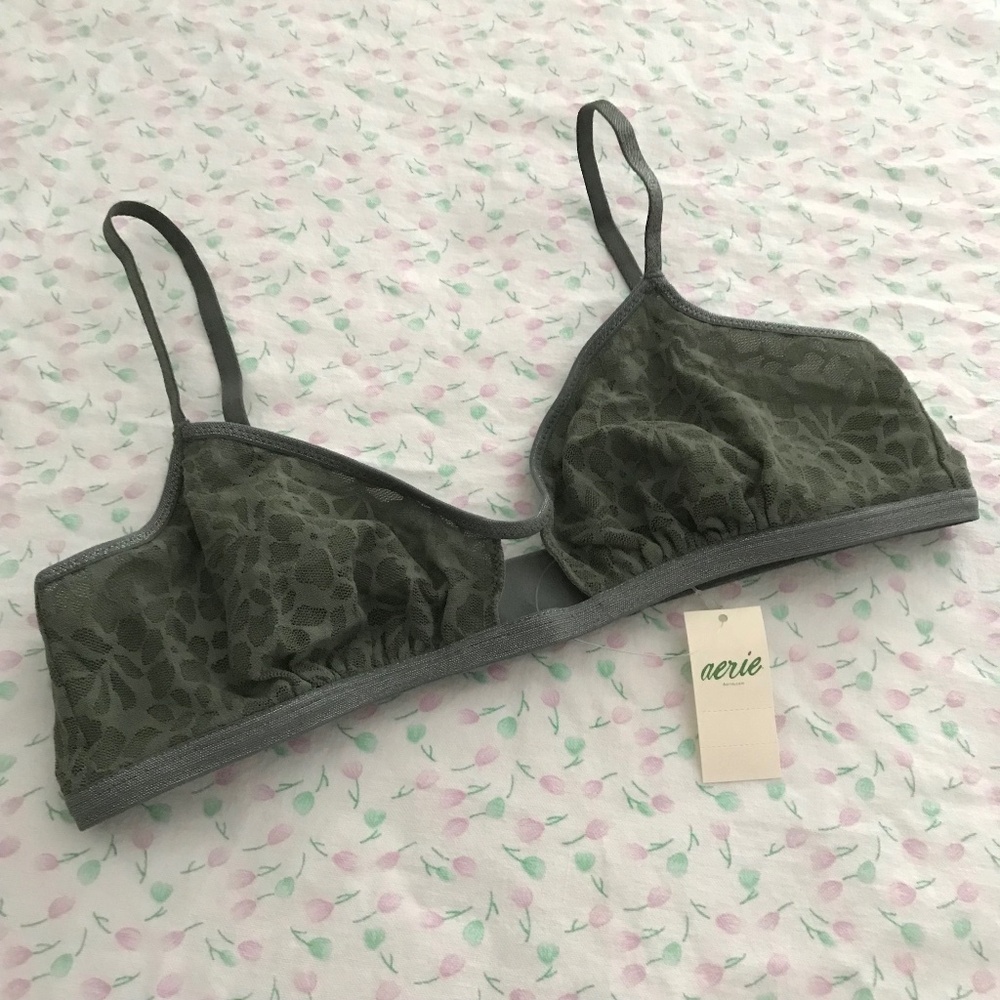 NWT Aerie Sparkly Bralette M Island Breeze Royal Palm Green